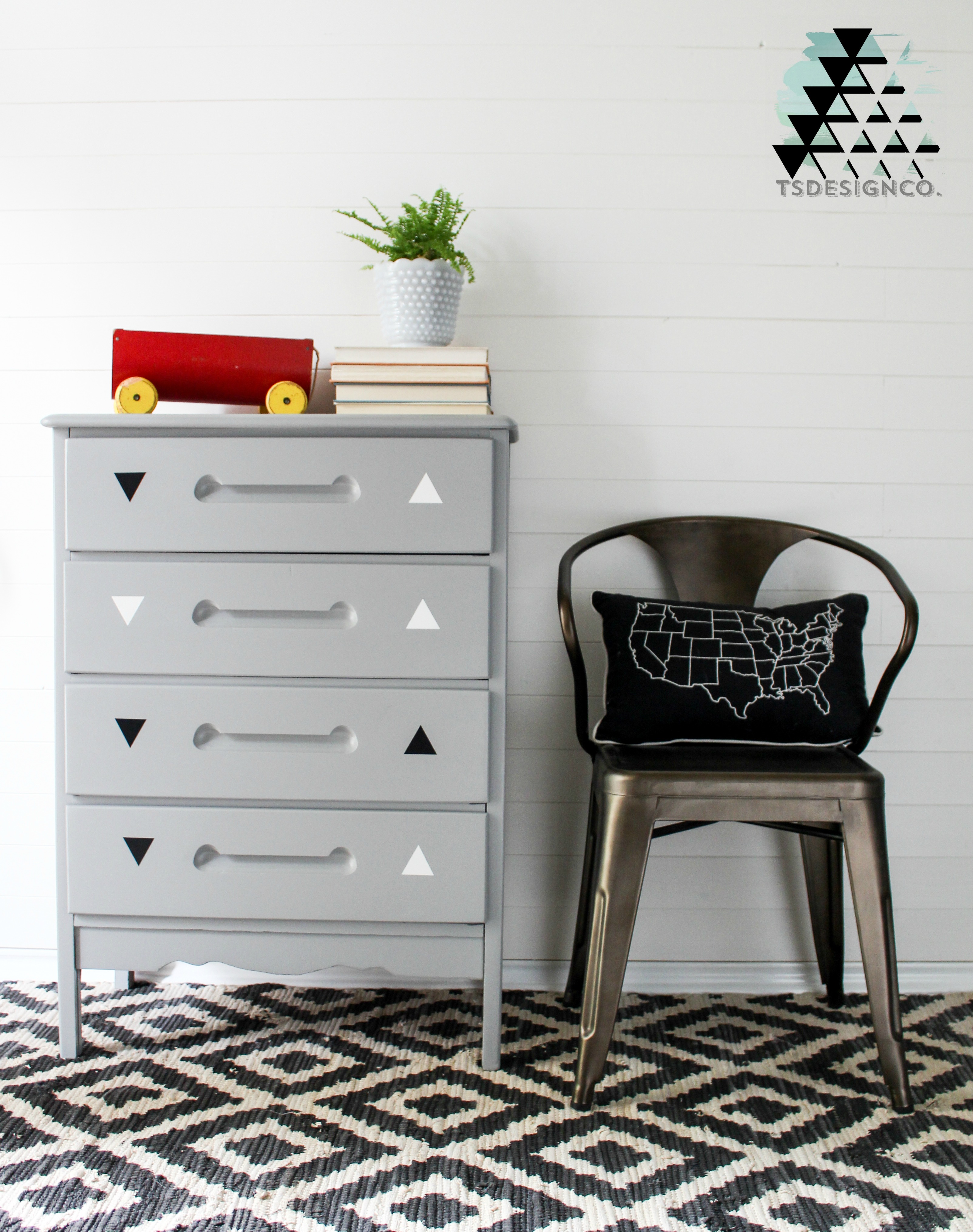 “Little Lamb” Dresser with Funky Triangles