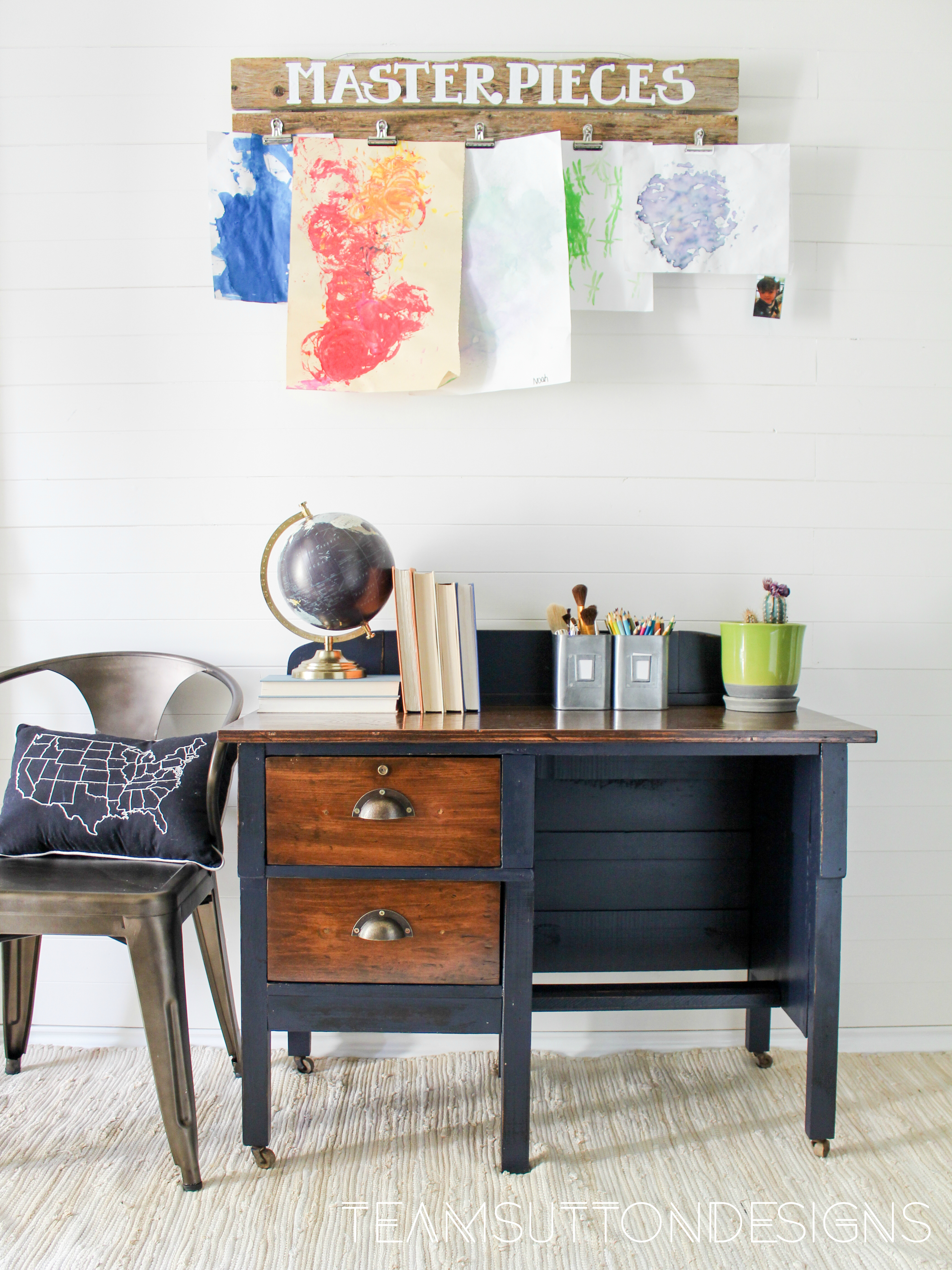 A Primitive Desk in Coastal Blue