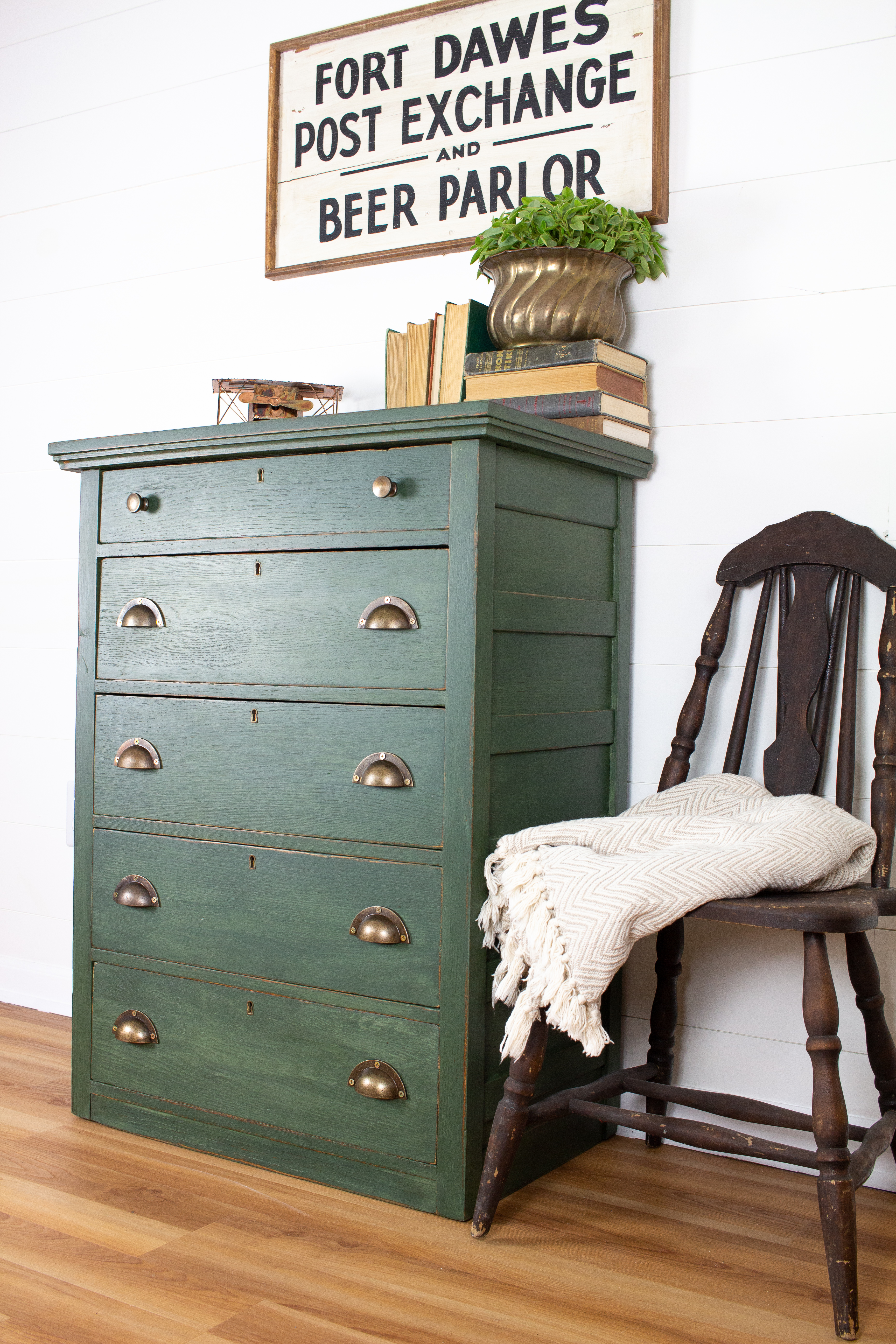 Olive Drab Green Dresser In Homestead House Milk Paint In